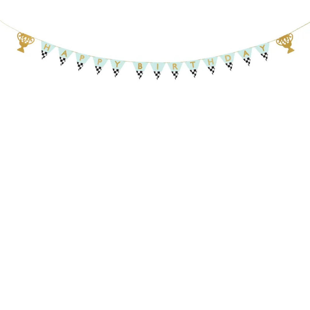 Rennauto Geburtstagsgirlande Happy Birthday, 2 Meter