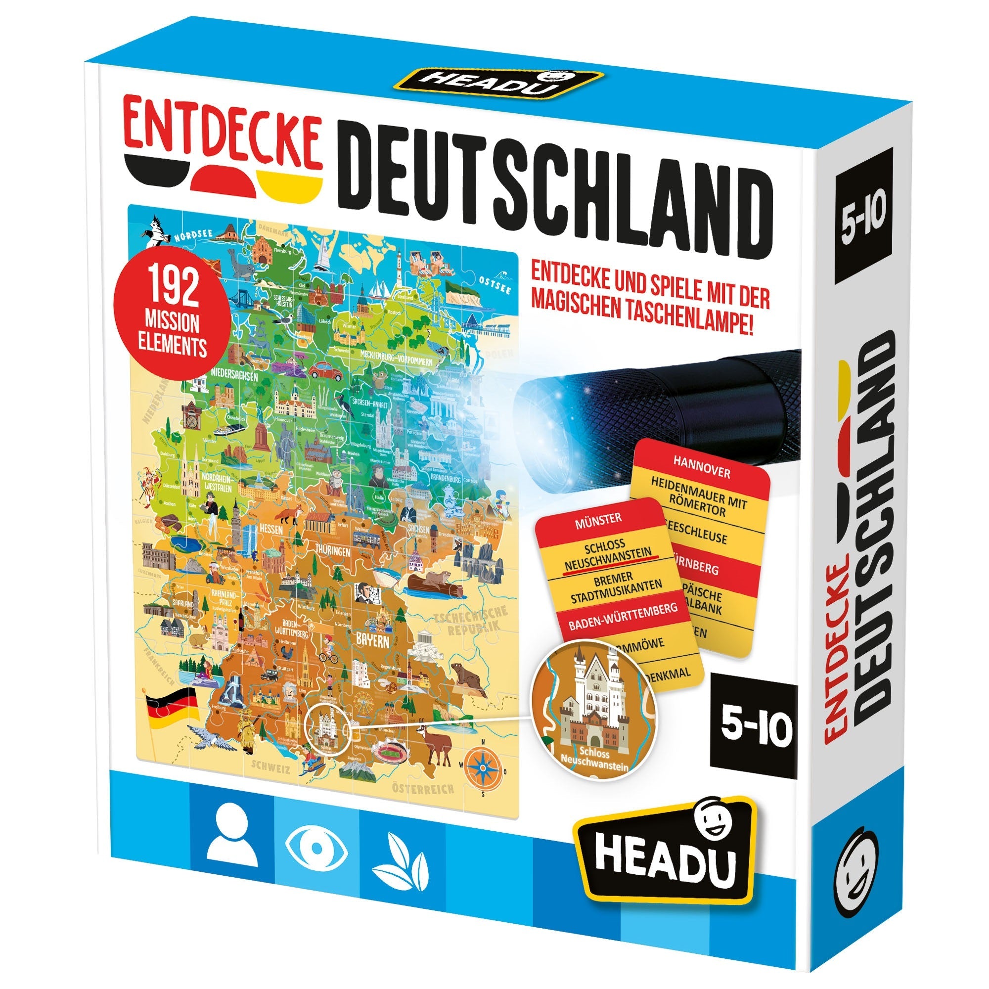 Headu Entdeck Deutschland Spiel  5-10 Jahre - Lernspiel