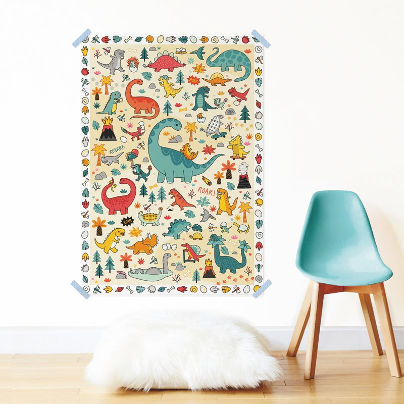 Kreativ Poster mit wiederverwendbaren Stickern - Dinosaurier