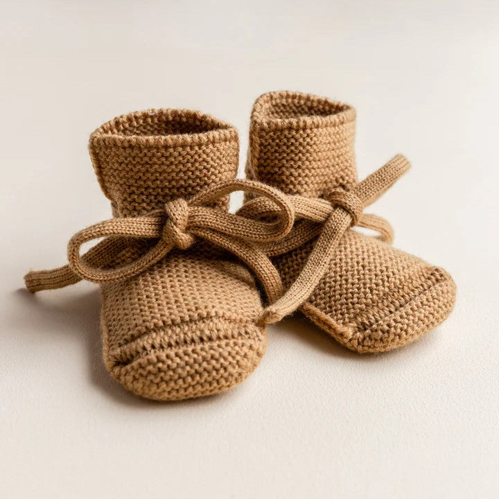 HVID Erste Schuhe zum Binden - Merinowolle Strick Booties (0-9M)