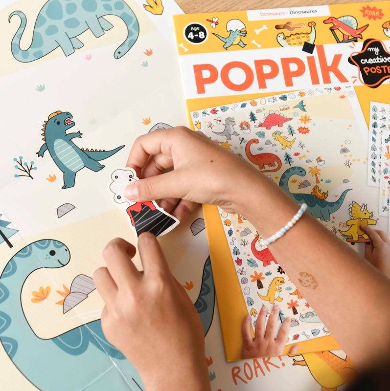 Kreativ Poster mit wiederverwendbaren Stickern - Dinosaurier