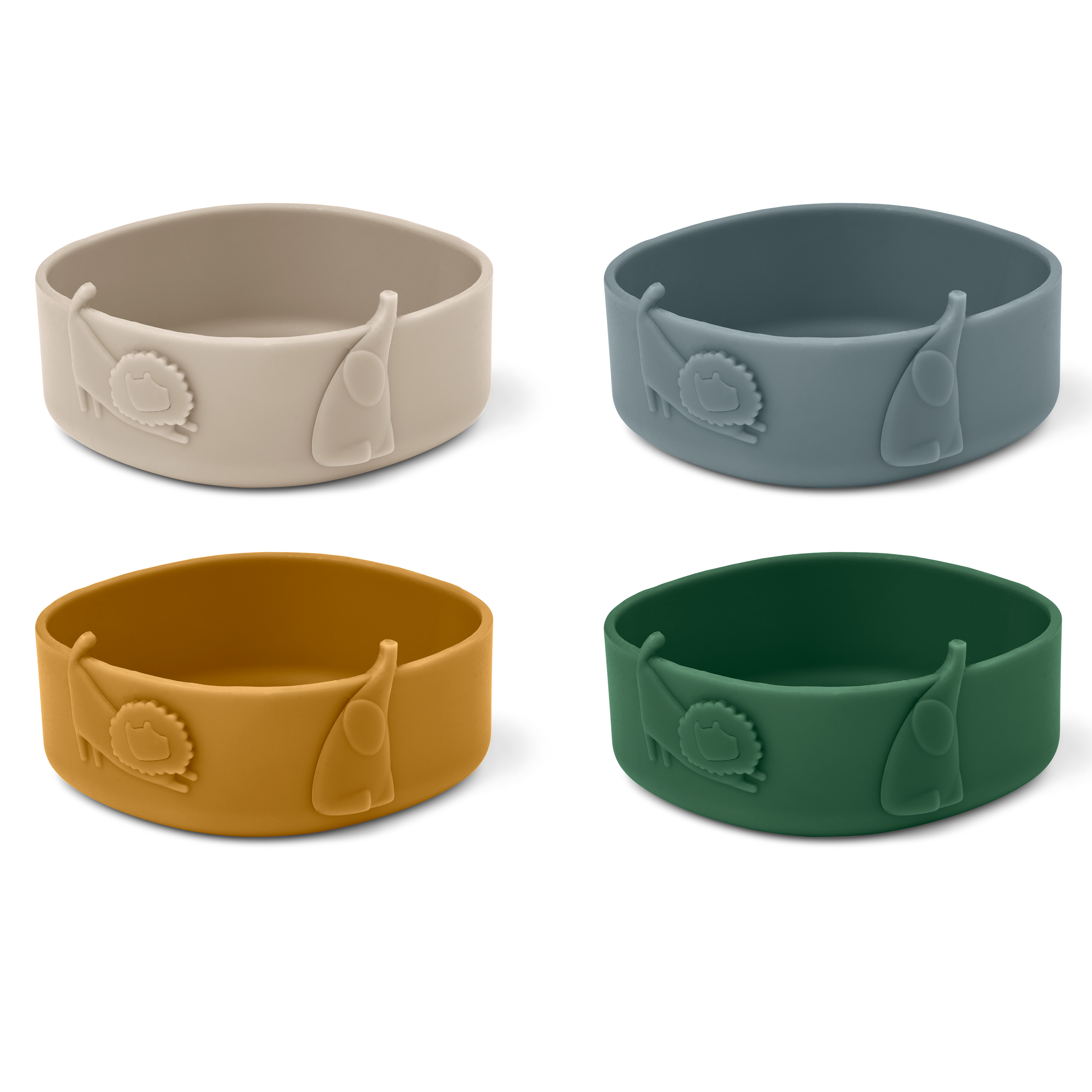 4er Pack Silikonschüssel mit verspieltem 3D-Motiv