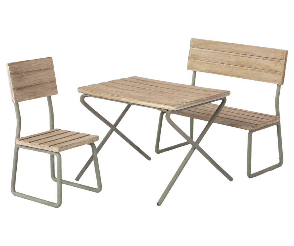 Garten Set Tisch mit Bank und Stuhl - Maileg Zubehör