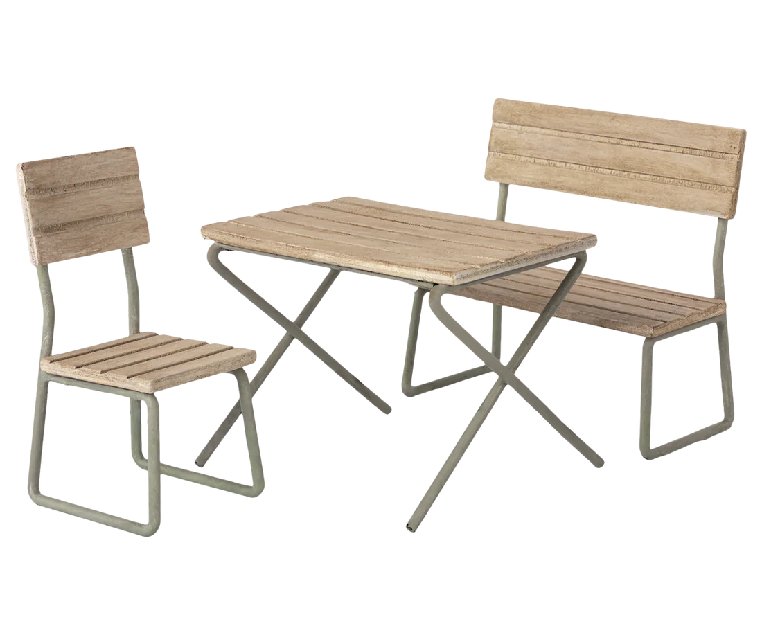 Garten Set Tisch mit Bank und Stuhl - Maileg Zubehör