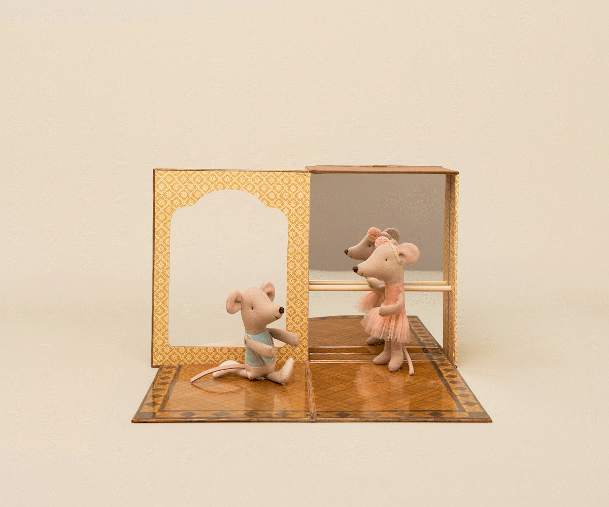 Ballet Mäuse im Tanzstudio - kleiner Bruder & Schwester Maus Maileg