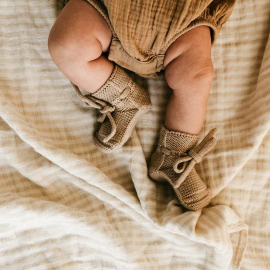 HVID Erste Schuhe zum Binden - Merinowolle Strick Booties (9-15M)
