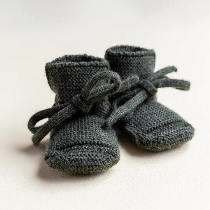 HVID Erste Schuhe zum Binden - Merinowolle Strick Booties (0-9M)