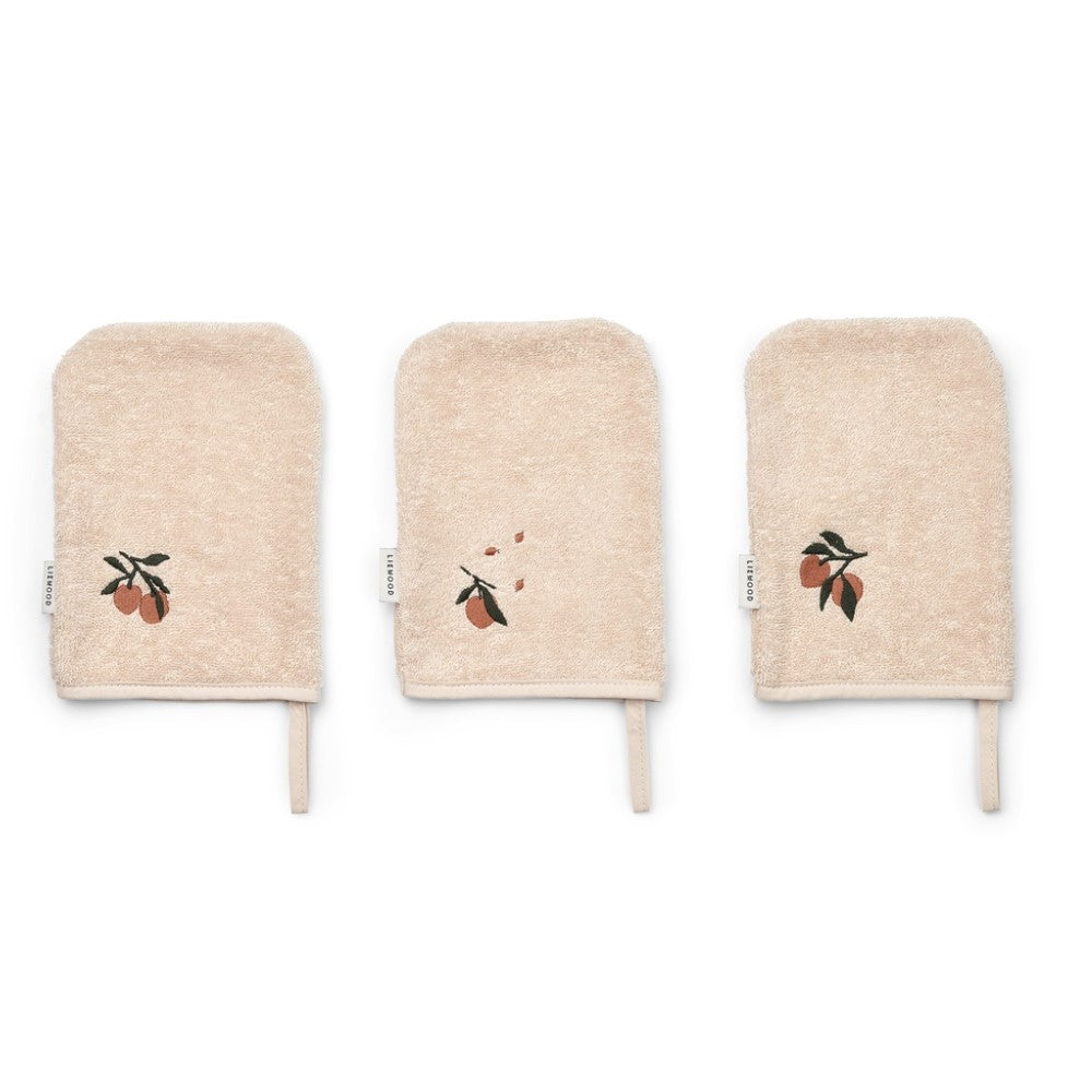 3er Pack Waschlappen / Waschhandschuh mit Stickereien