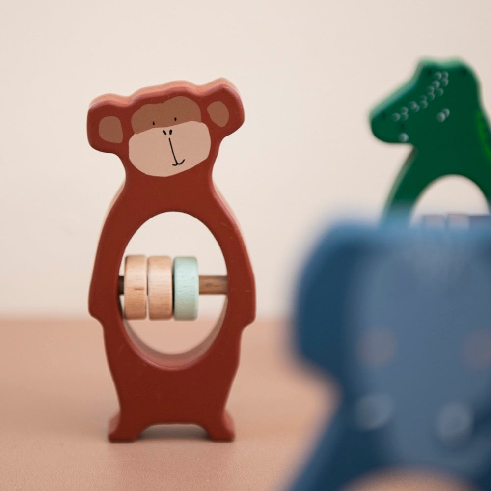 Holz Rassel - Elefant, Affe und Krokodil