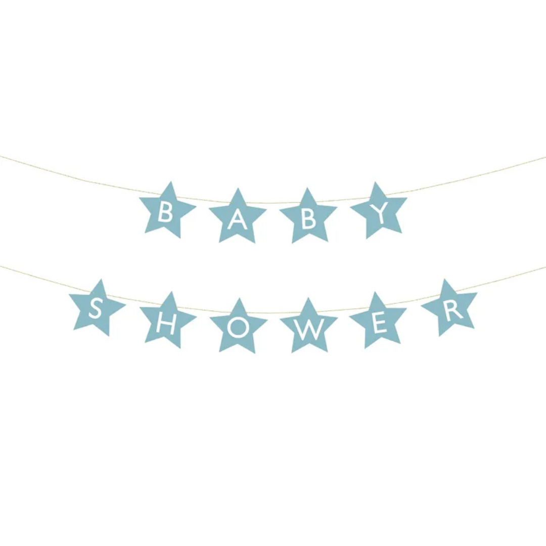 Baby Shower Girlande, Blau, Deko Set Baby Party