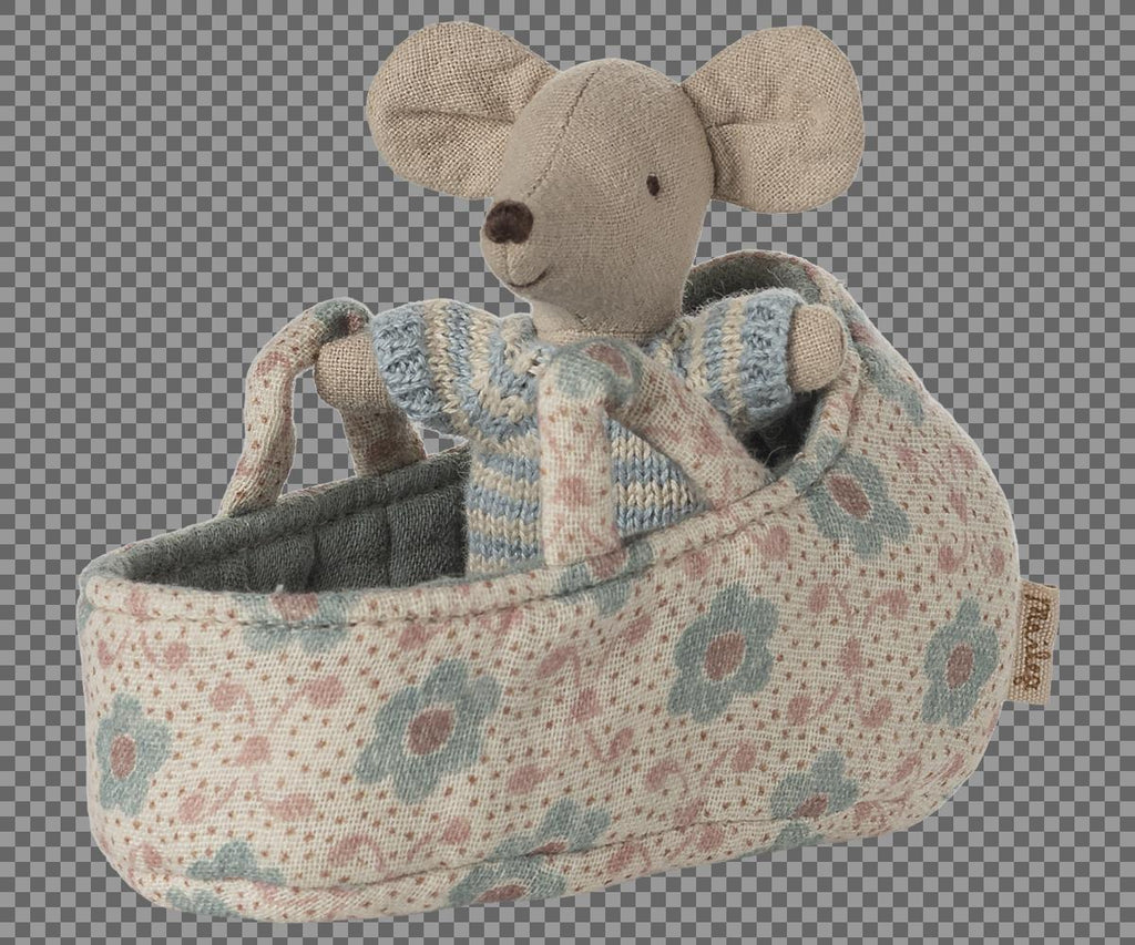 Maileg Baby Maus in Tragekorb - blau