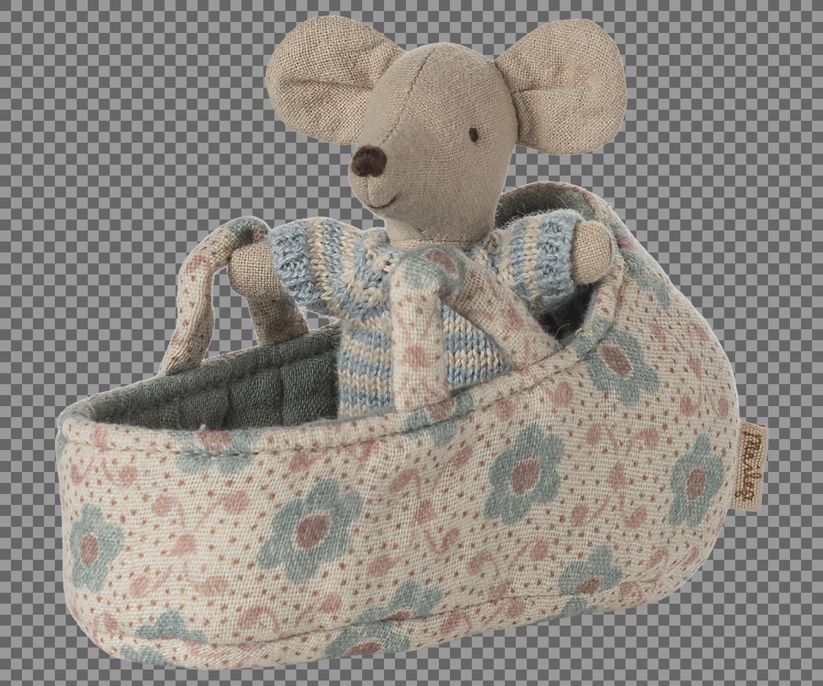 Maileg Baby Maus in Tragekorb - blau