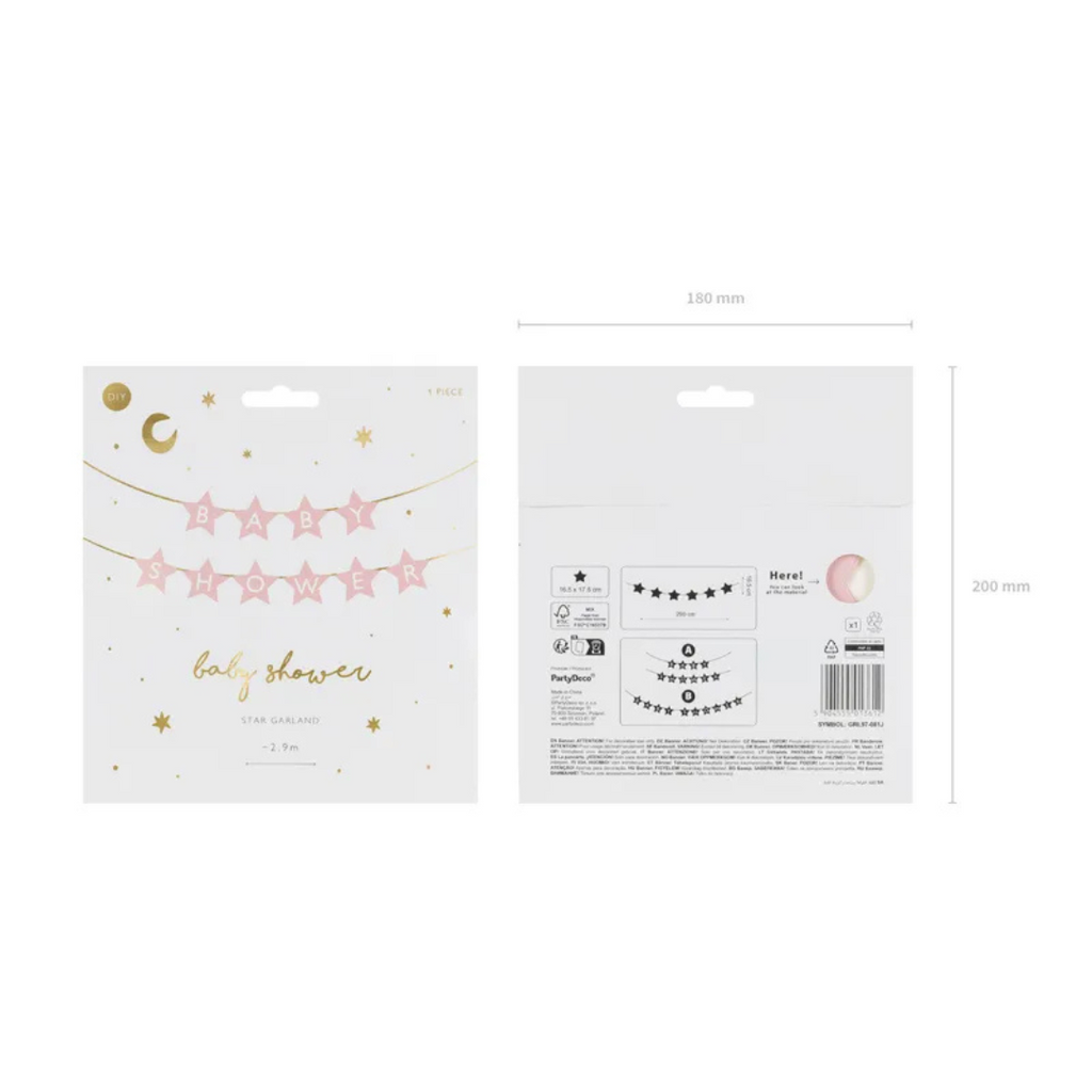 Baby Shower Girlande, Rosa, Deko Set Baby Party