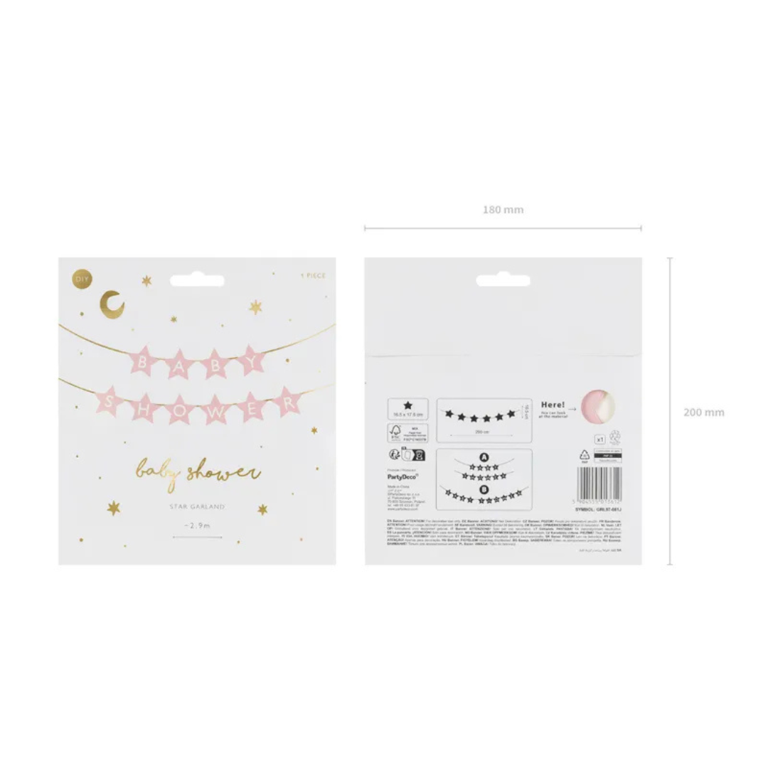 Baby Shower Girlande, Rosa, Deko Set Baby Party