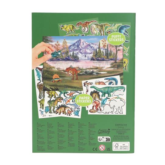 Dino World Stickerheft mit Puffy Stickern - Stickerbuch für Dinofans