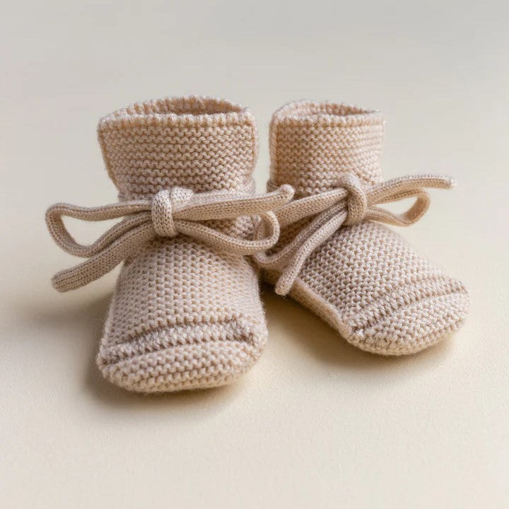 HVID Erste Schuhe zum Binden - Merinowolle Strick Booties (0-9M)