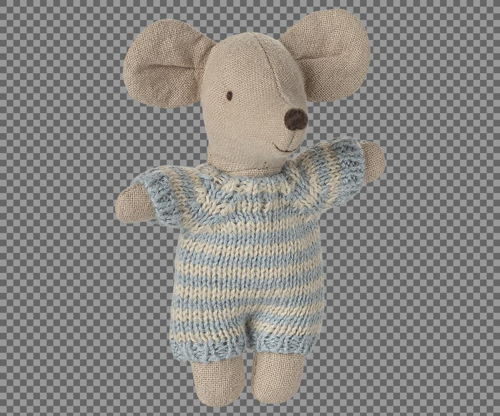 Maileg Baby Maus in Tragekorb - blau