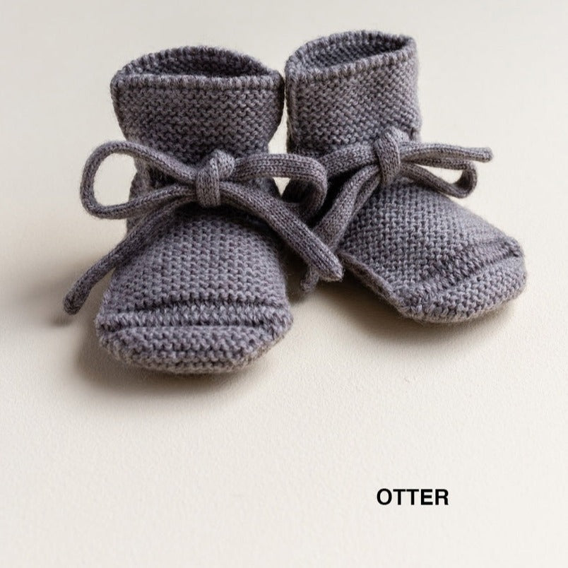 HVID Erste Schuhe zum Binden - Merinowolle Strick Booties (0-9M)