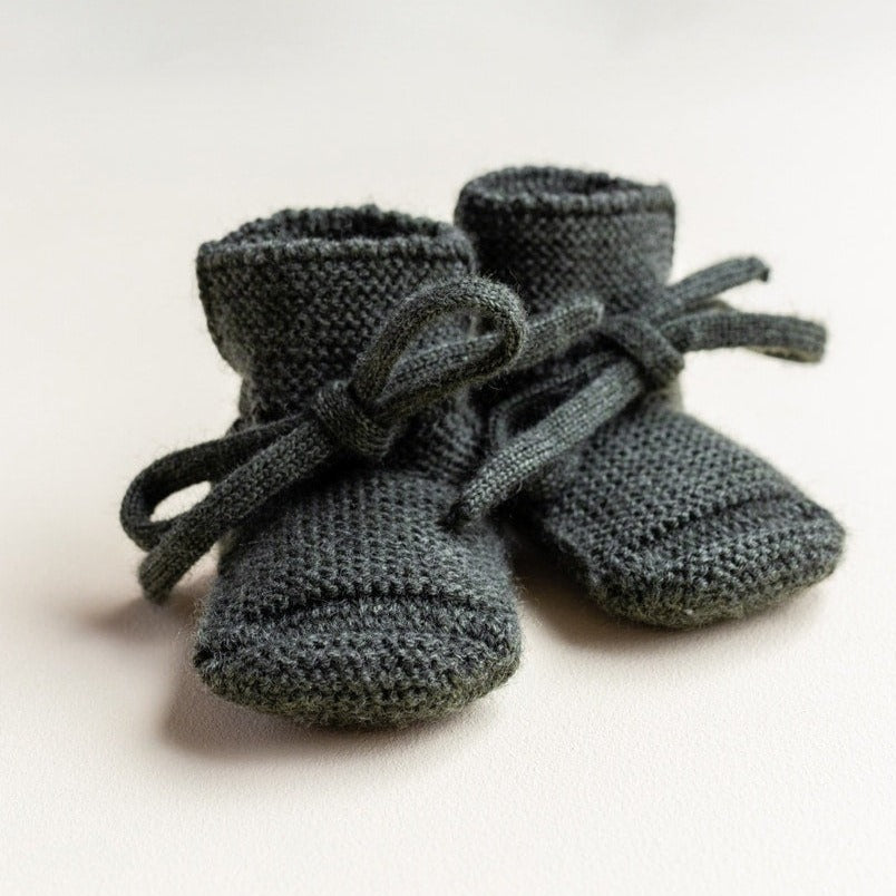 HVID Erste Schuhe zum Binden - Merinowolle Strick Booties (0-9M)