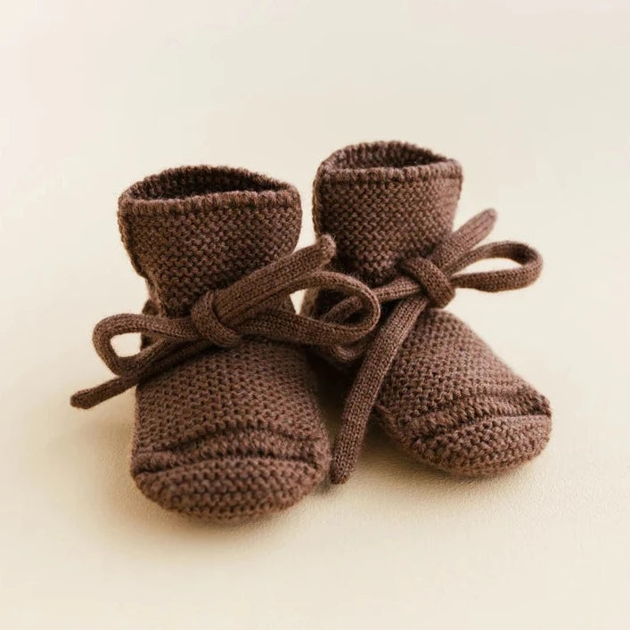 HVID Erste Schuhe zum Binden - Merinowolle Strick Booties (0-9M)