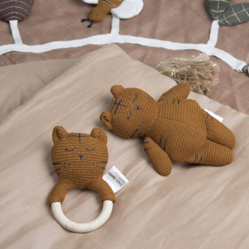Beißring / Rassel mit Holzring "Toby der Tiger"