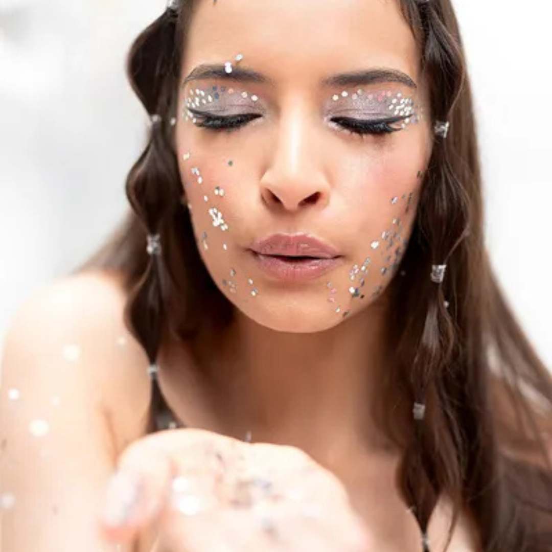 Glitzer für Gesicht, Silber - Gesichtssommersprossen