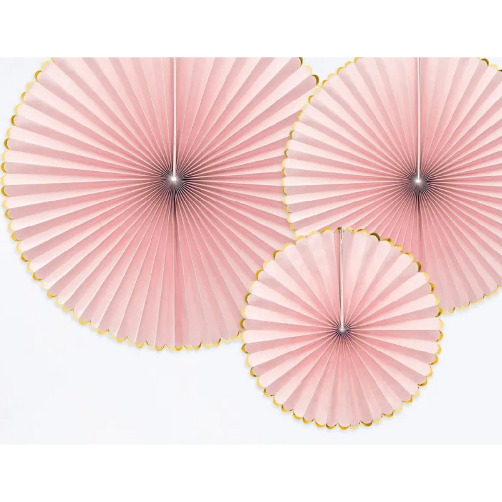 Dekorative Rosetten, Papierfächer in Rosa, 3 Stück