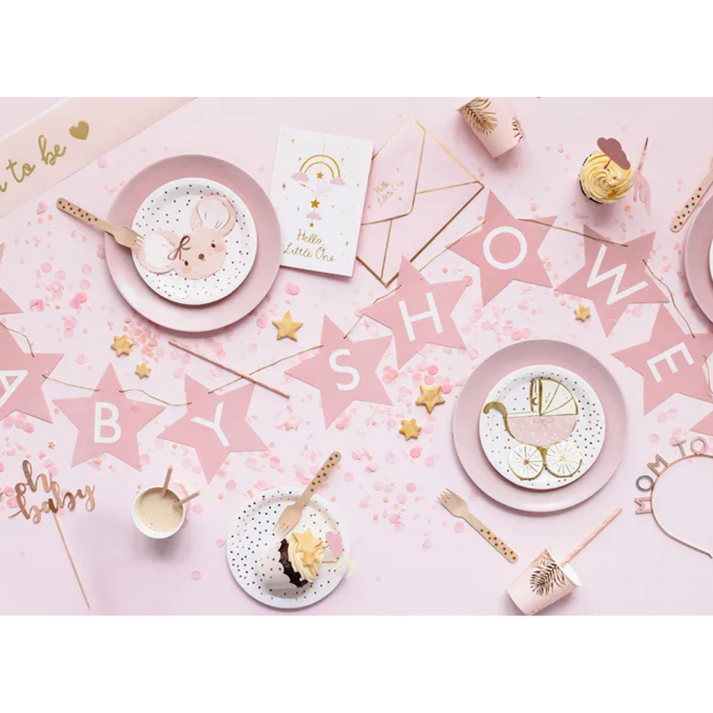 Baby Shower Girlande, Rosa, Deko Set Baby Party