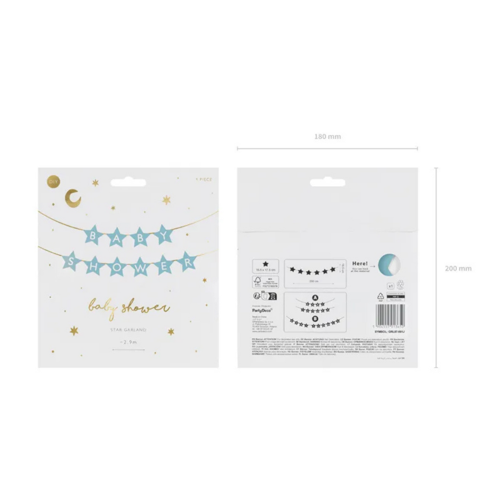 Baby Shower Girlande, Blau, Deko Set Baby Party
