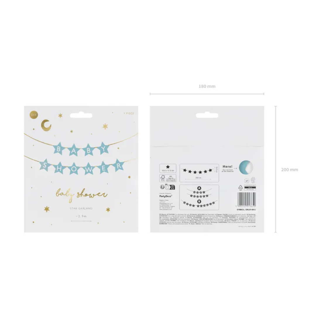 Baby Shower Girlande, Blau, Deko Set Baby Party